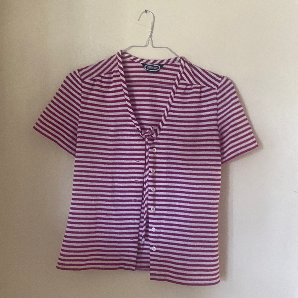 1970’s easy breezy purple and white stripped top